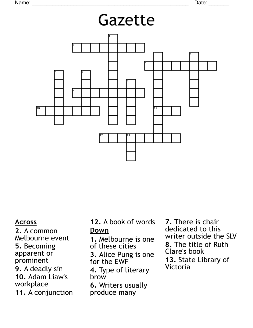 Gazette  Crossword