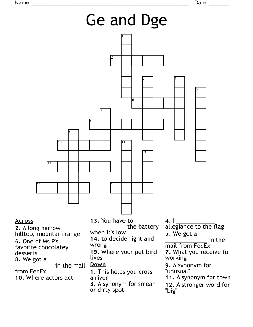 Ge and Dge Crossword