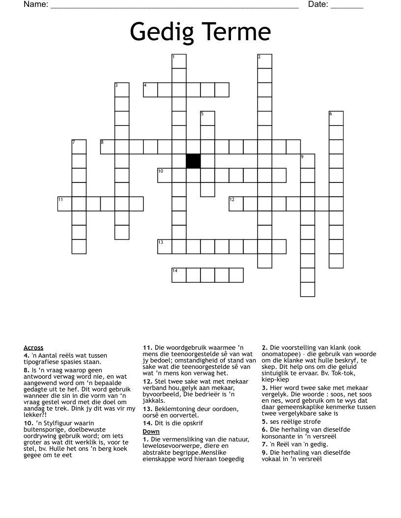Gedig Terme Crossword