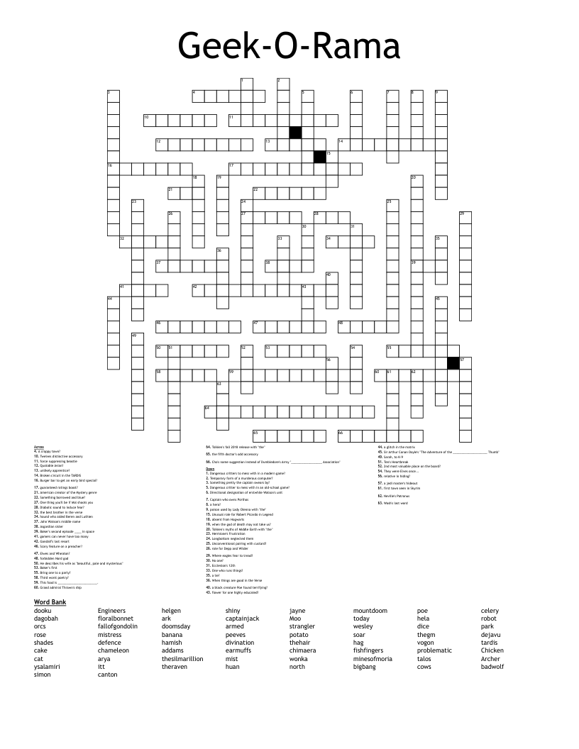 Geek-O-Rama Crossword