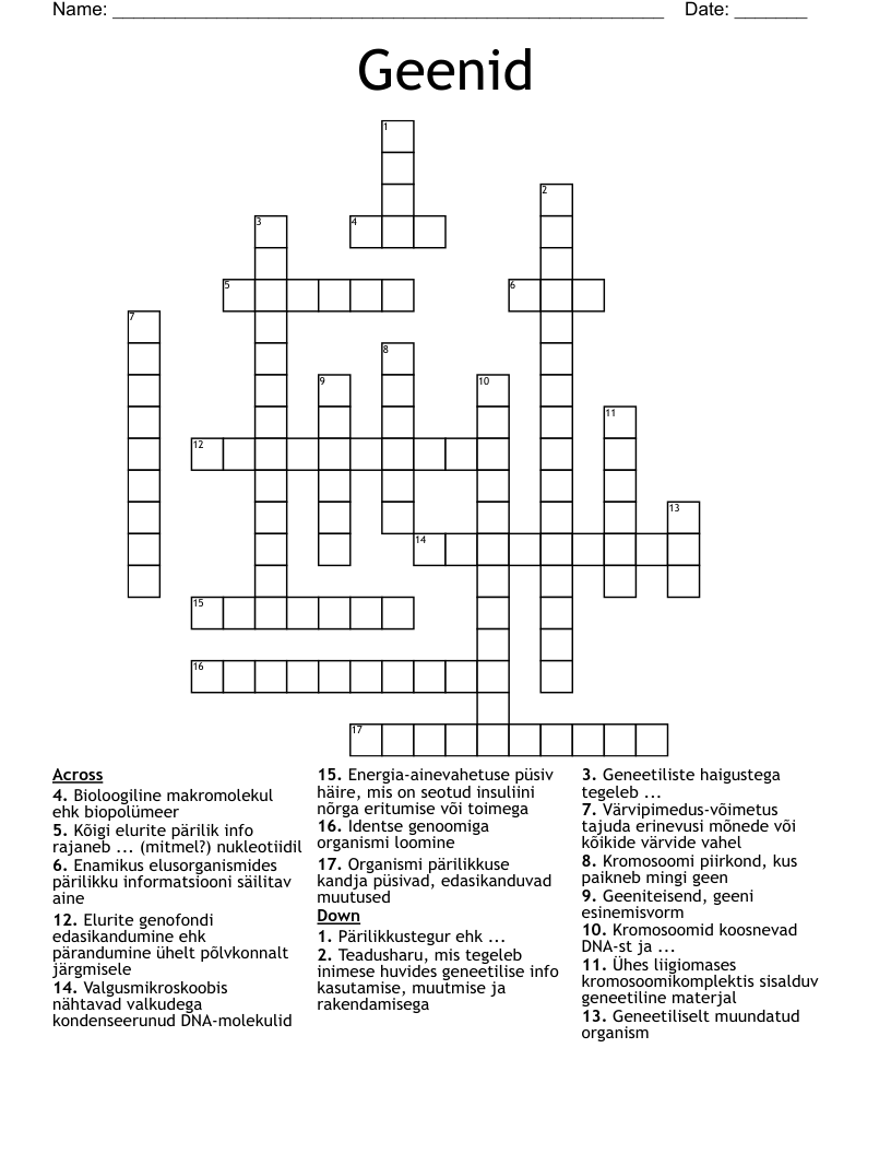 Geenid Crossword