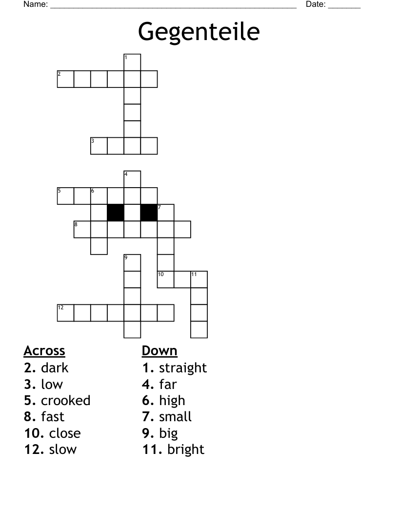 Gegenteile Crossword
