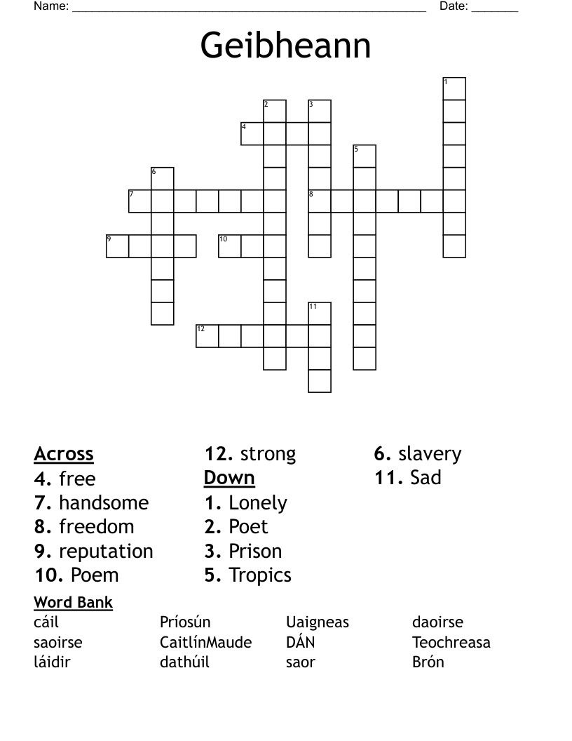 Geibheann  Crossword
