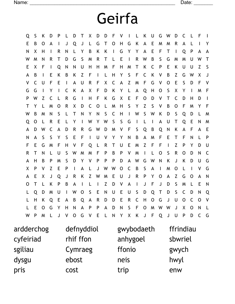 Geirfa Word Search