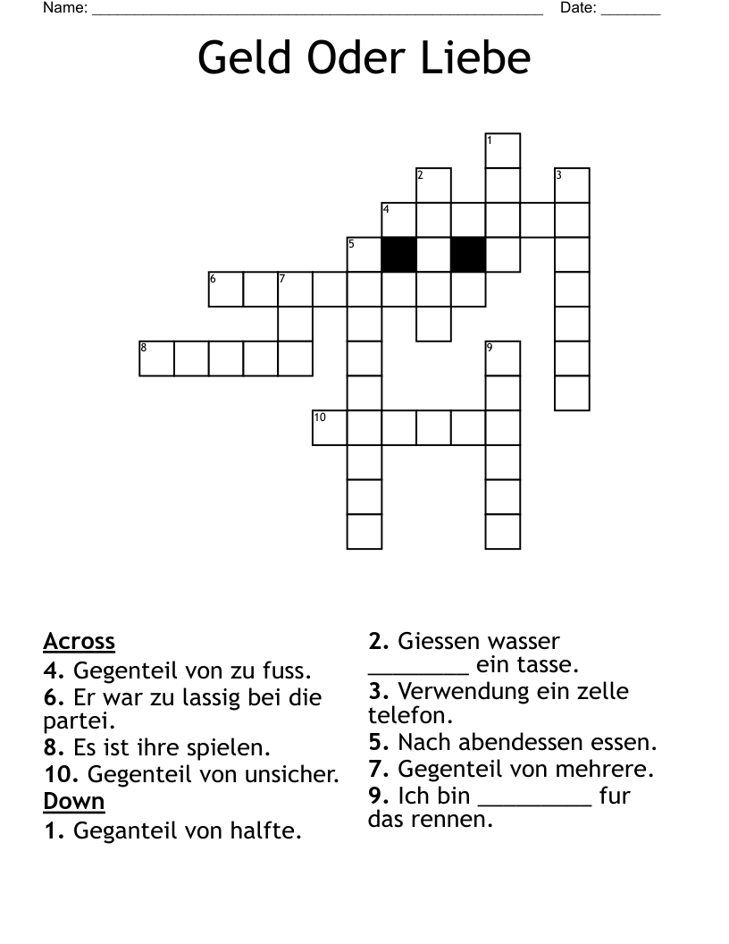 Geld Oder Liebe Crossword