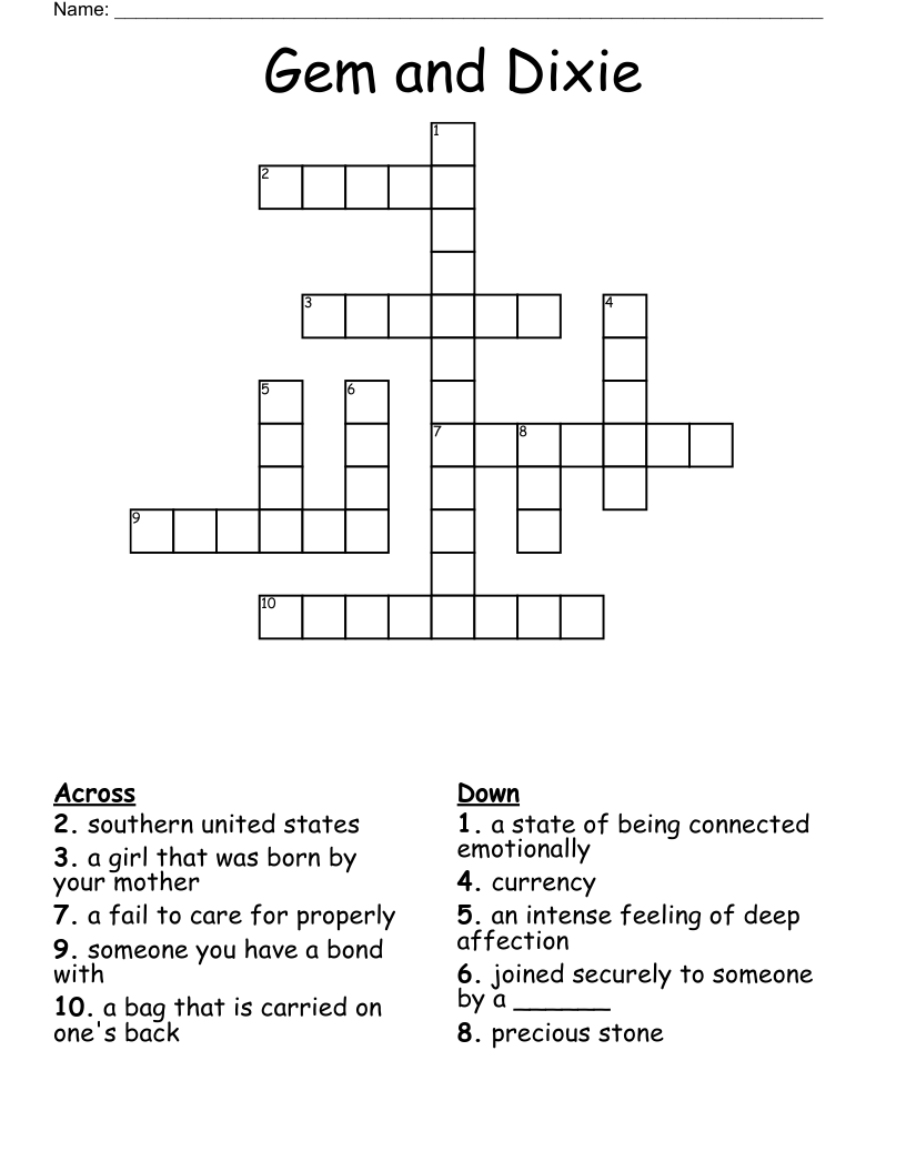 Gem and Dixie Crossword
