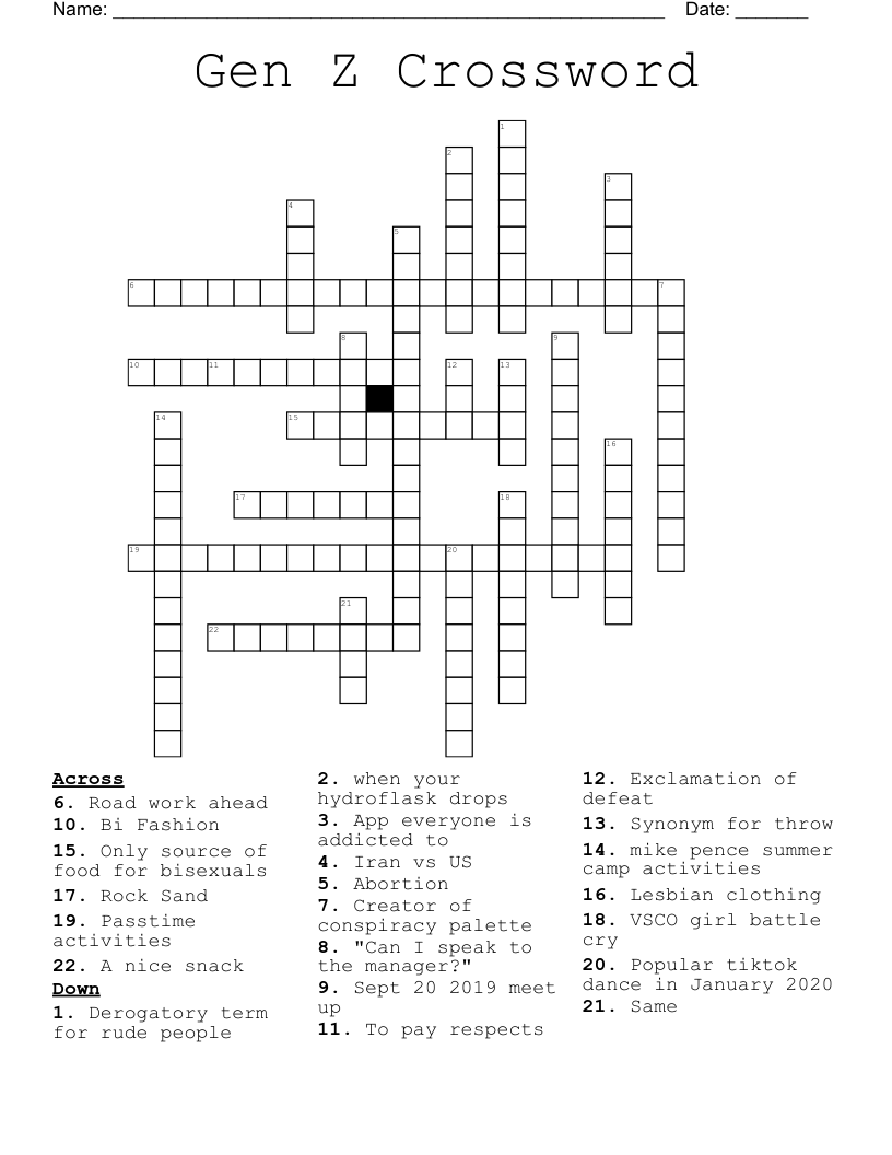 Gen Z Crossword