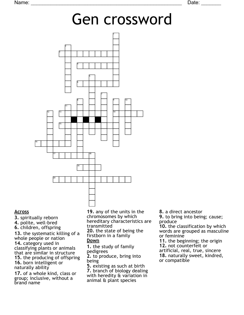 Gen crossword