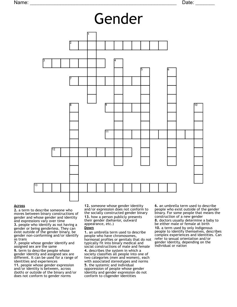 Gender Crossword
