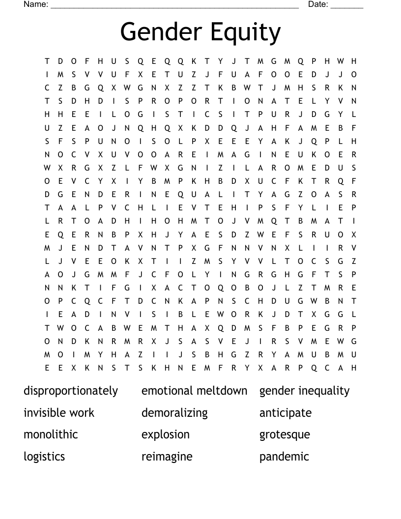 Gender Equity Word Search