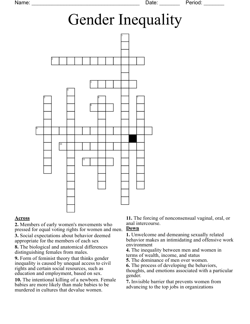 Gender Inequality Crossword