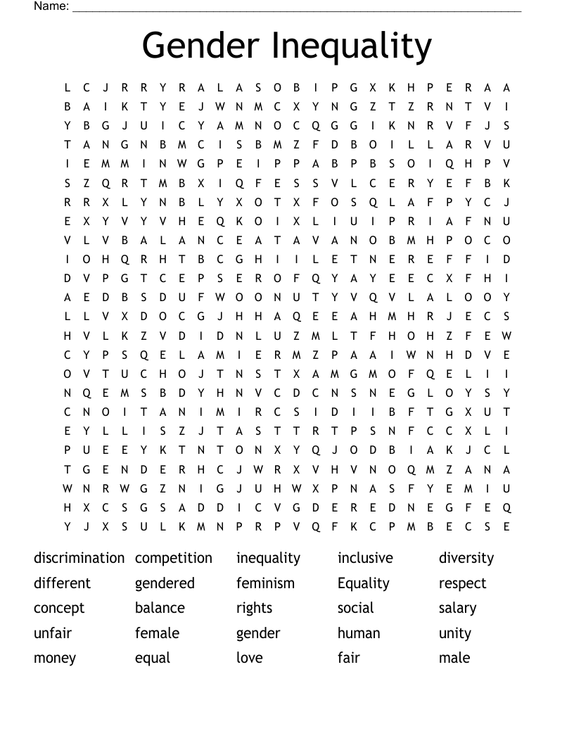 Gender Inequality Word Search