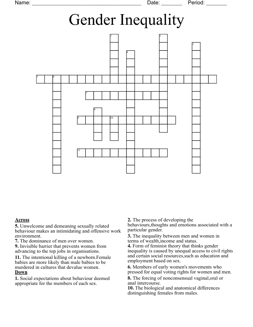 Gender Inequality  Crossword