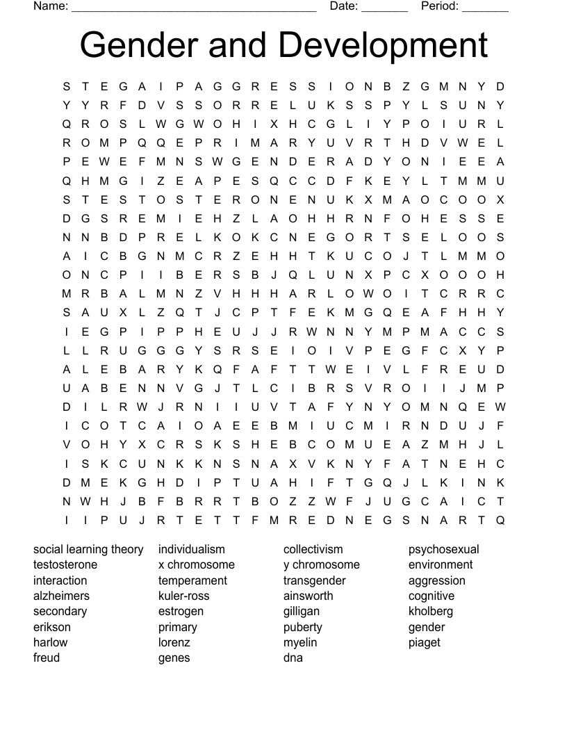 Gender and Development Word Search