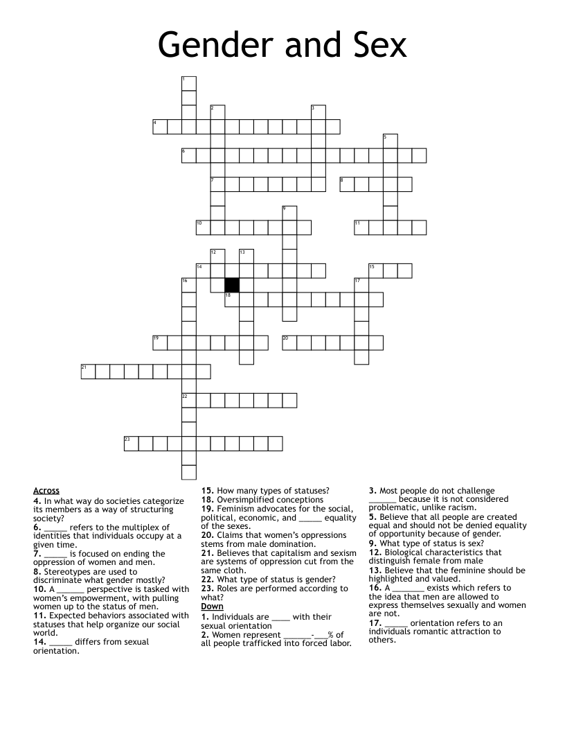 Gender and Sex Crossword