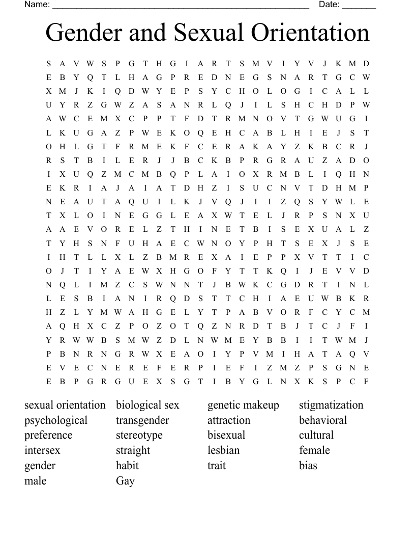 Gender and Sexual Orientation Word Search