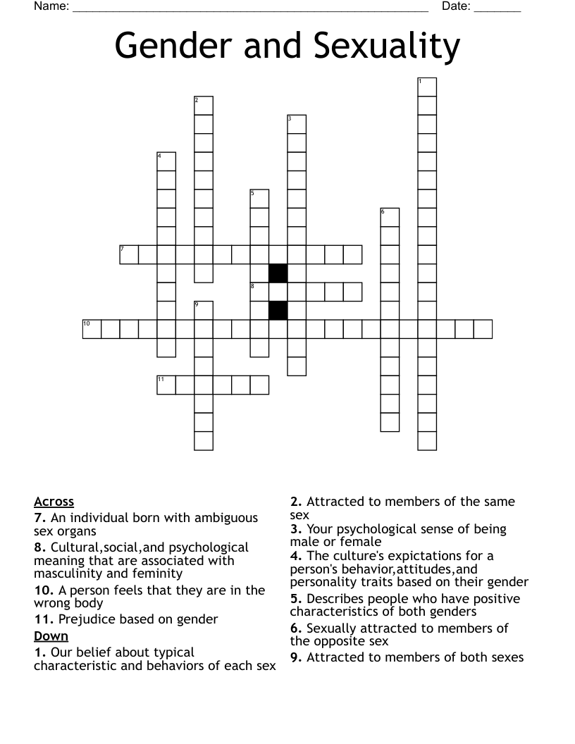 Gender and Sexuality Crossword