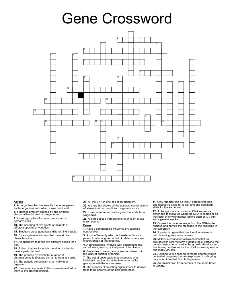 Gene Crossword 