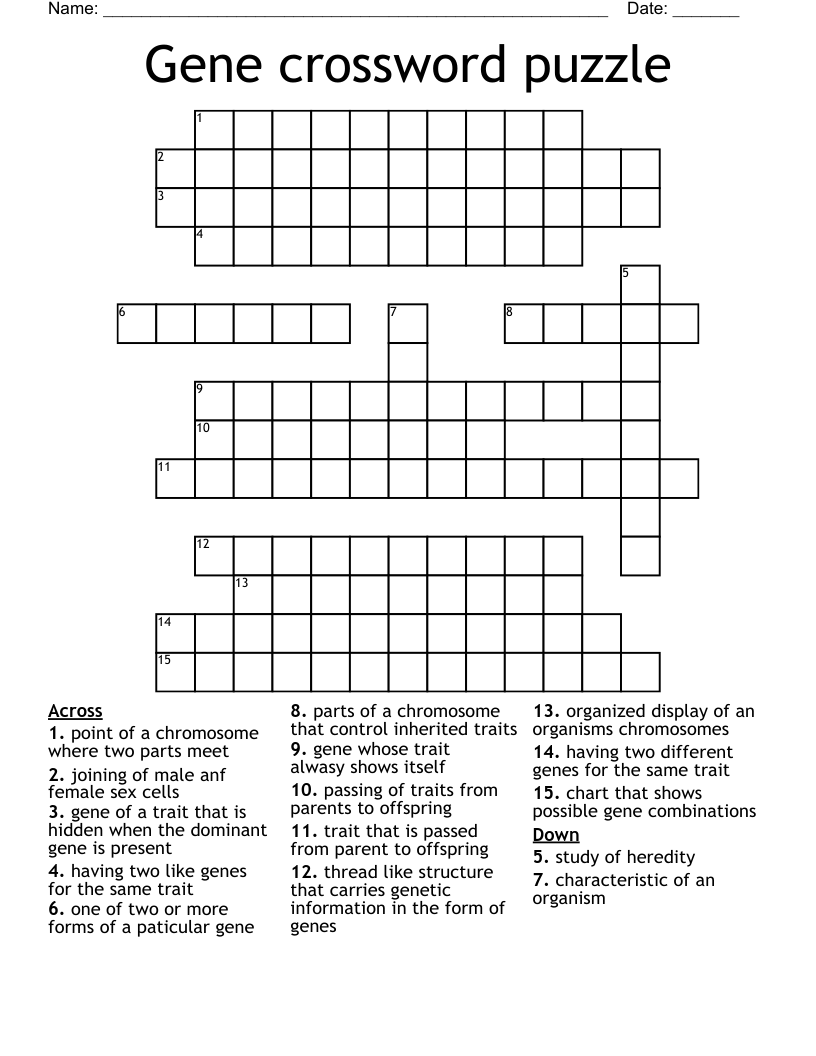 Gene crossword puzzle