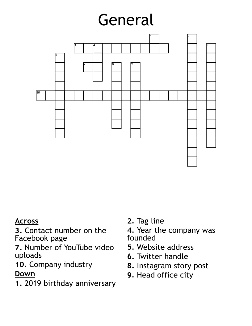 General Crossword
