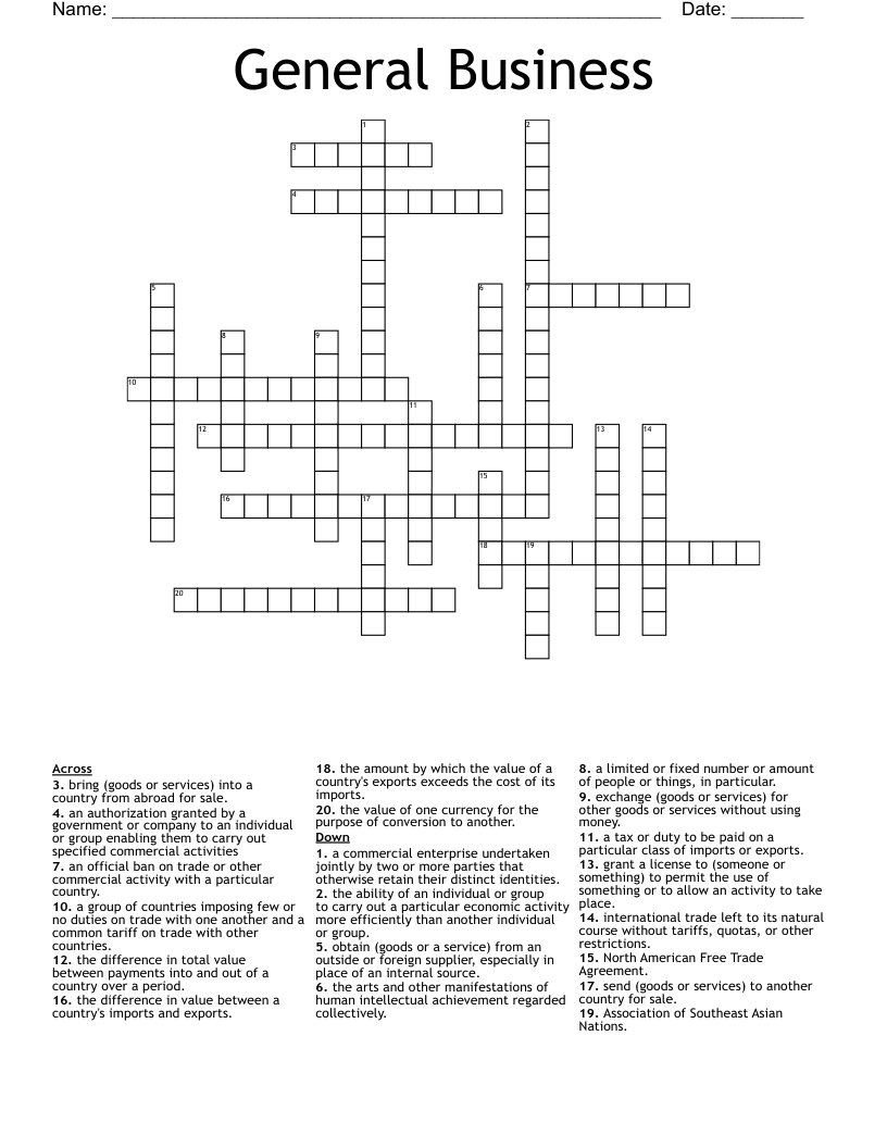 General Business Crossword