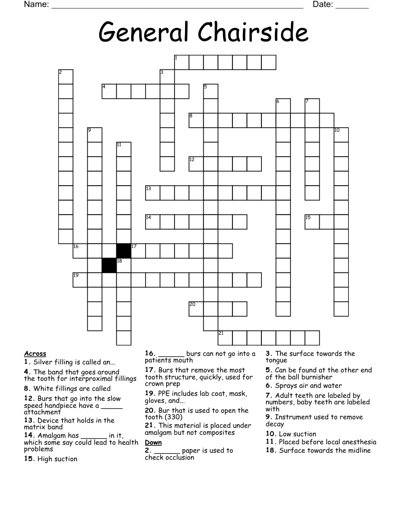 General Chairside  Crossword