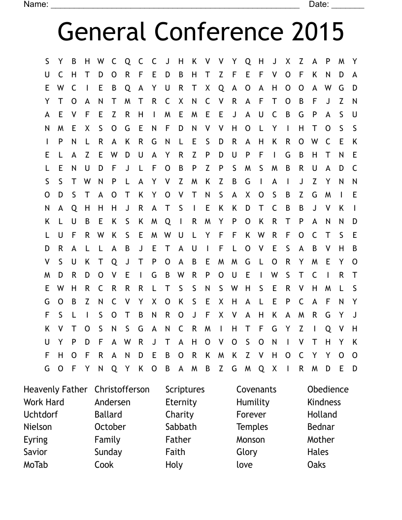 General Conference 2015 Word Search