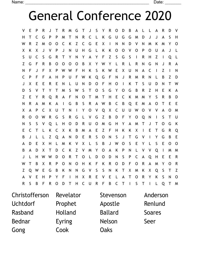 General Conference 2020 Word Search