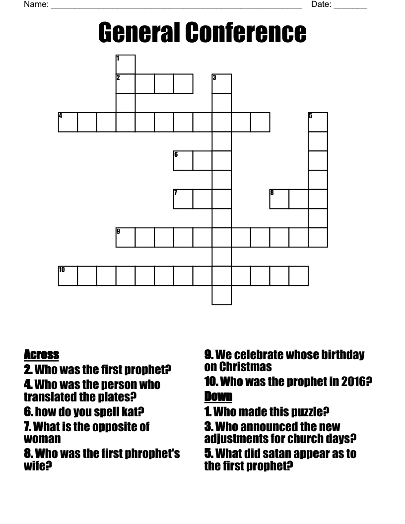 General Conference Crossword
