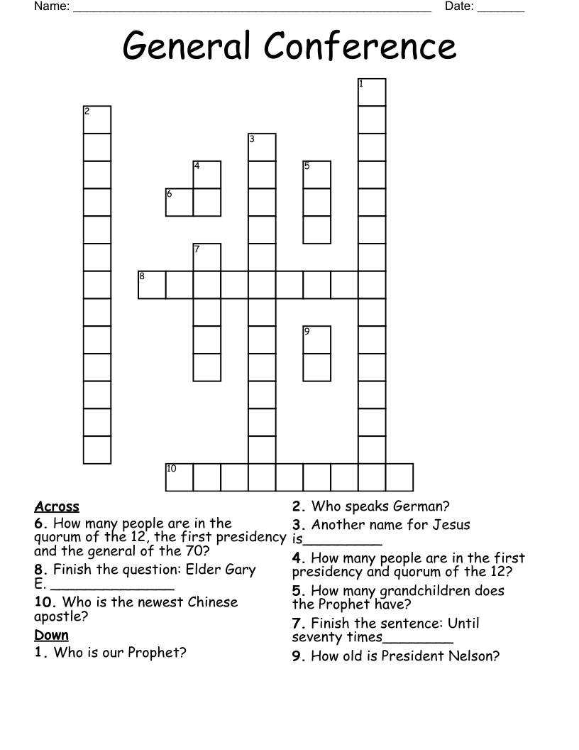 General Conference  Crossword