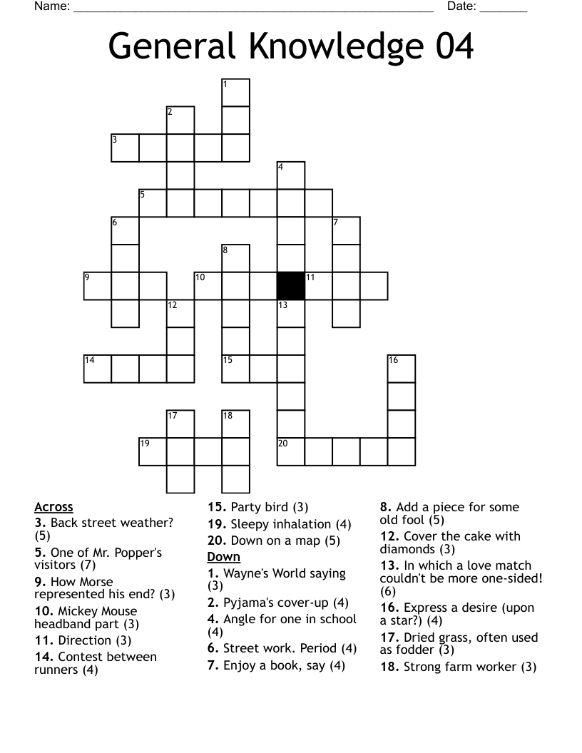 General Knowledge 04 Crossword