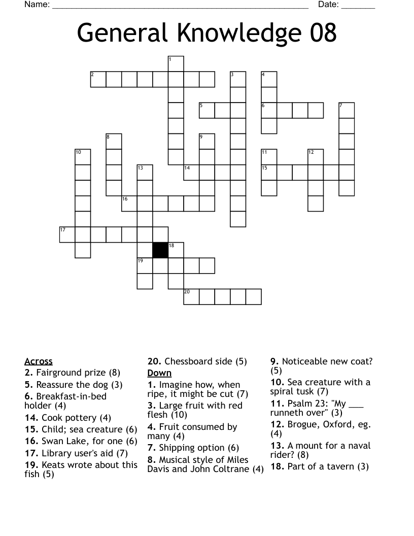 General Knowledge 08 Crossword