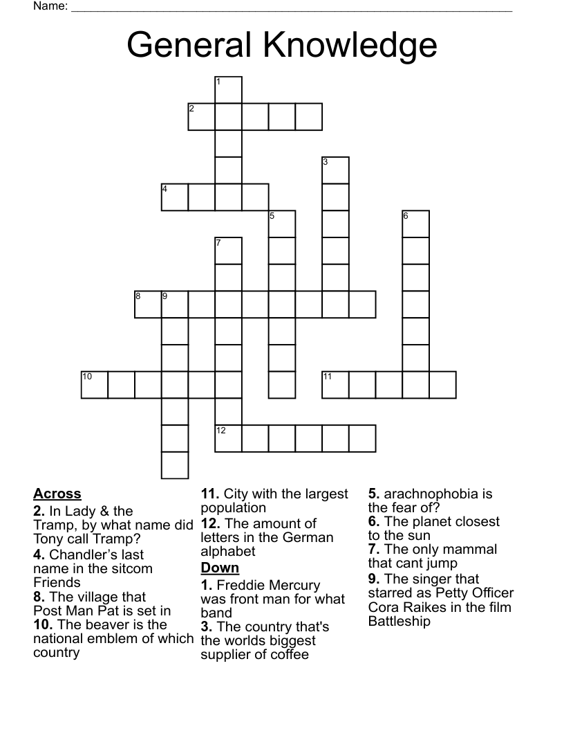 General Knowledge Crossword