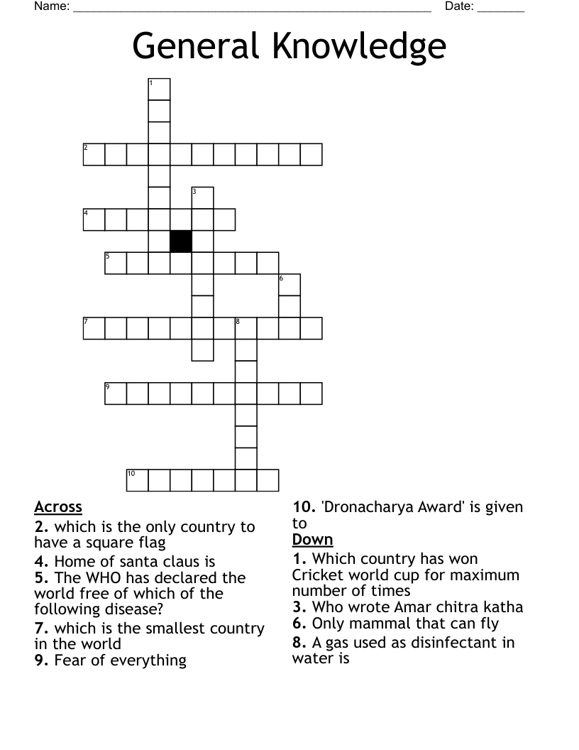 General Knowledge Crossword