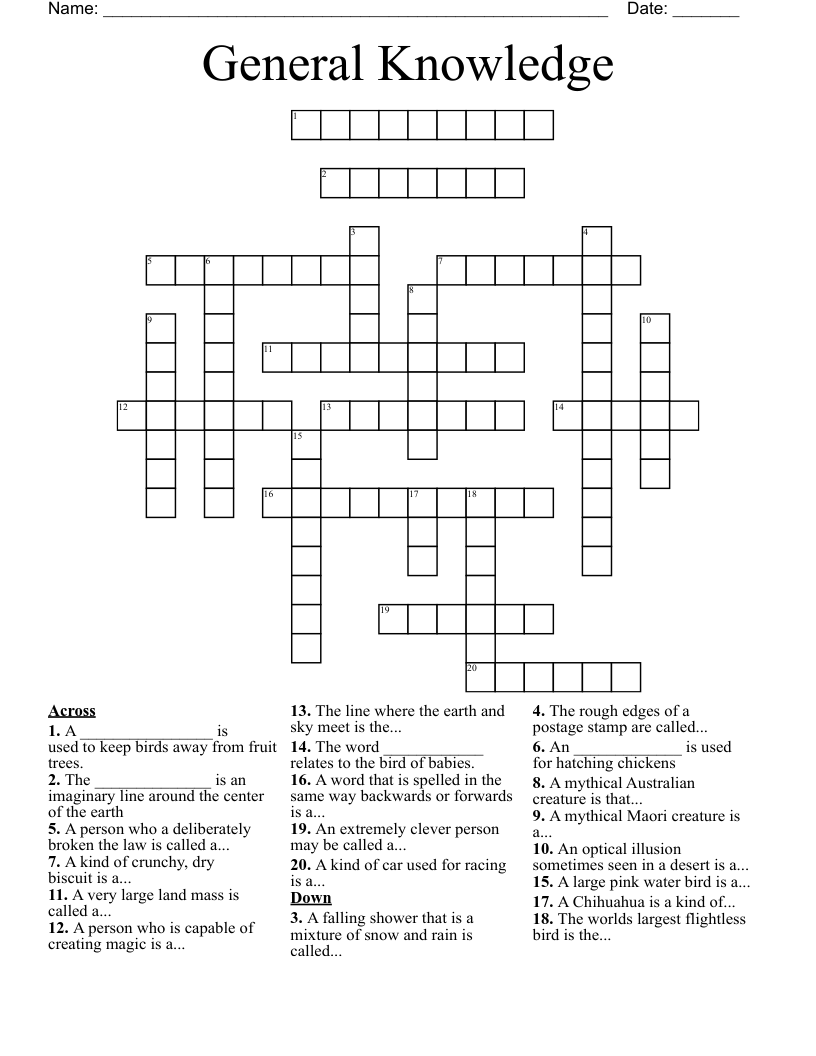 General Knowledge Crossword