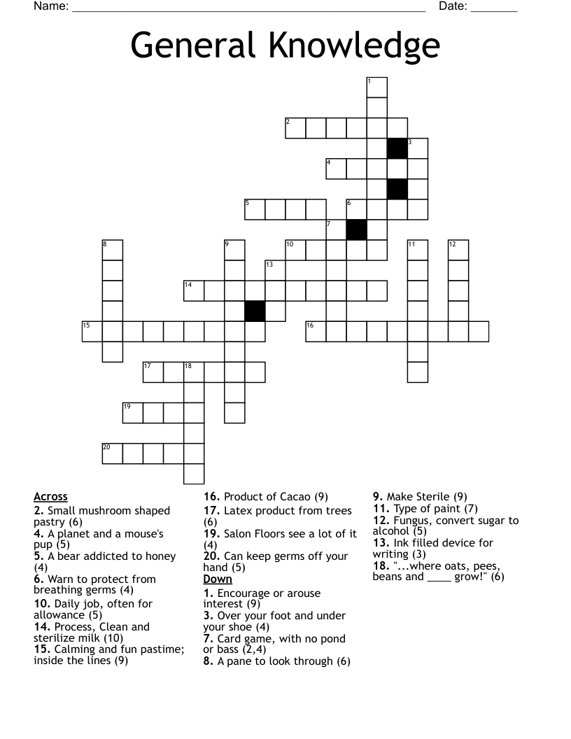 General Knowledge Crossword