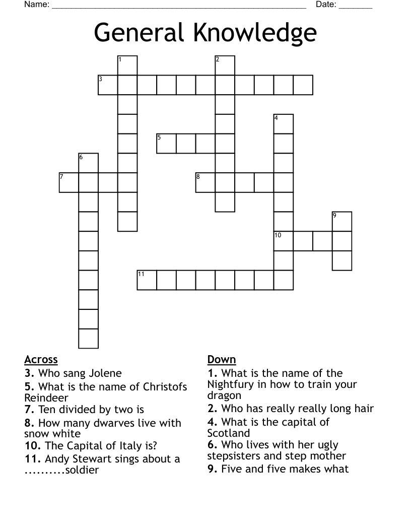 General Knowledge Crossword