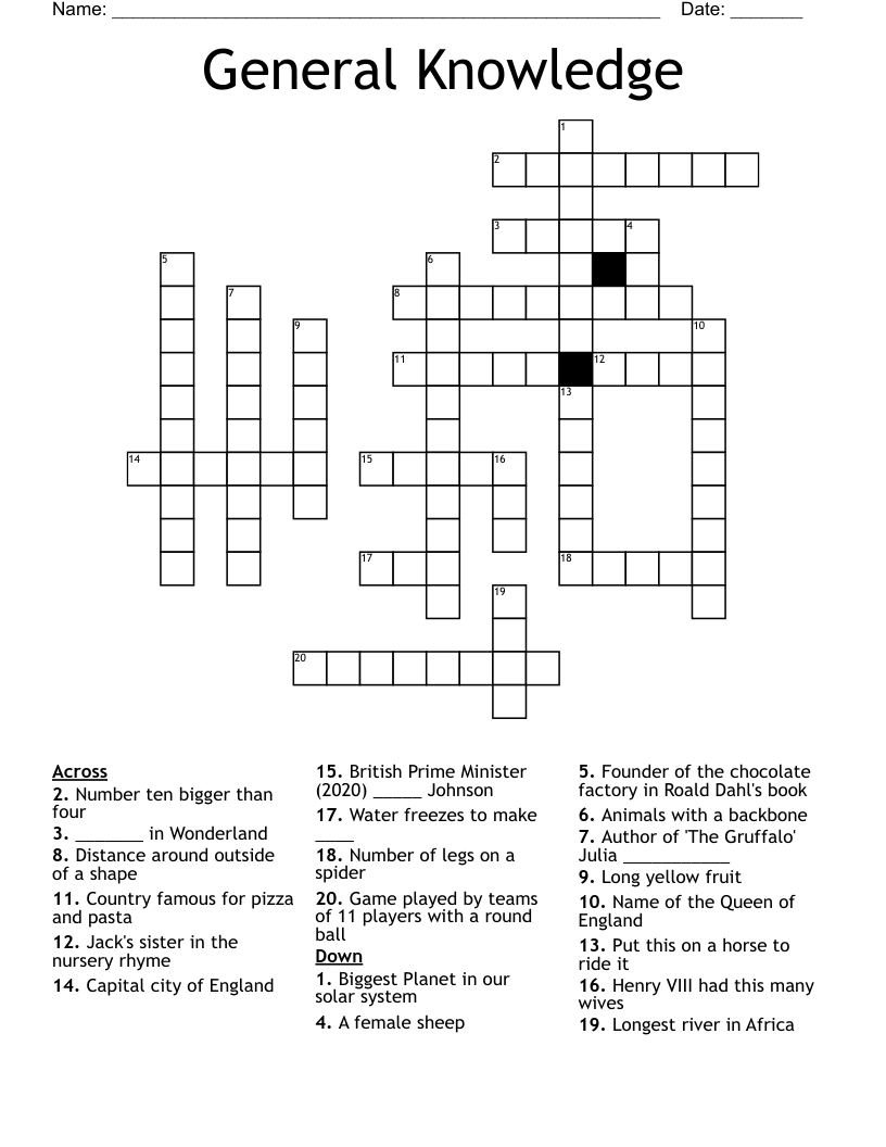 General Knowledge Crossword