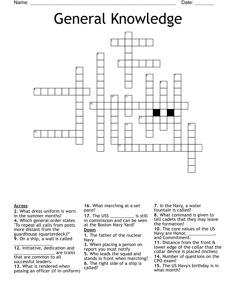 General Knowledge Crossword
