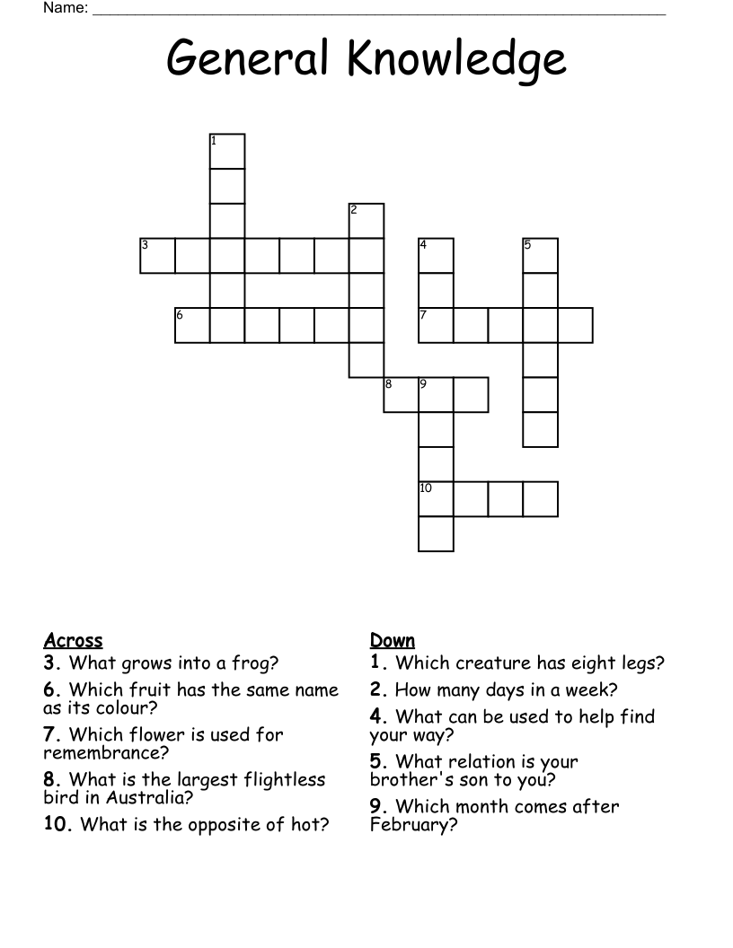 General Knowledge Crossword