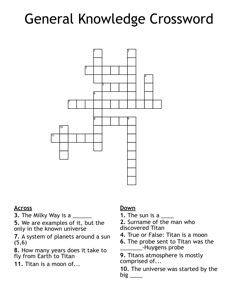 General Knowledge Crossword