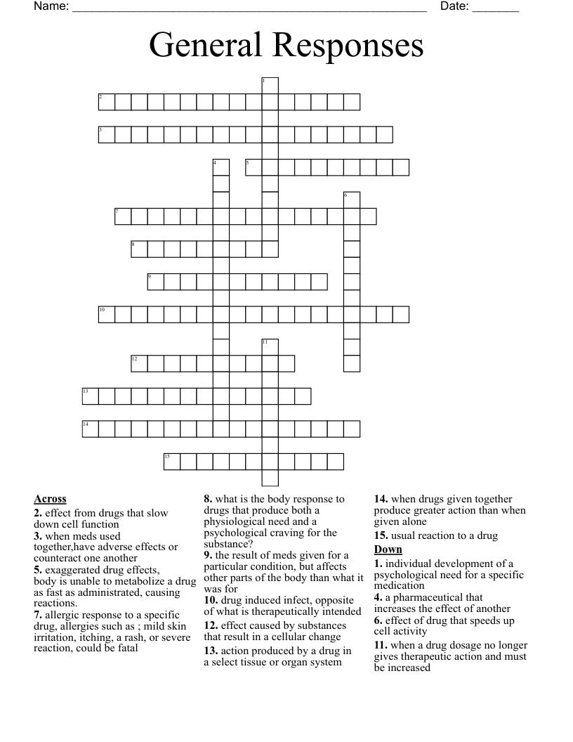 General Responses  Crossword