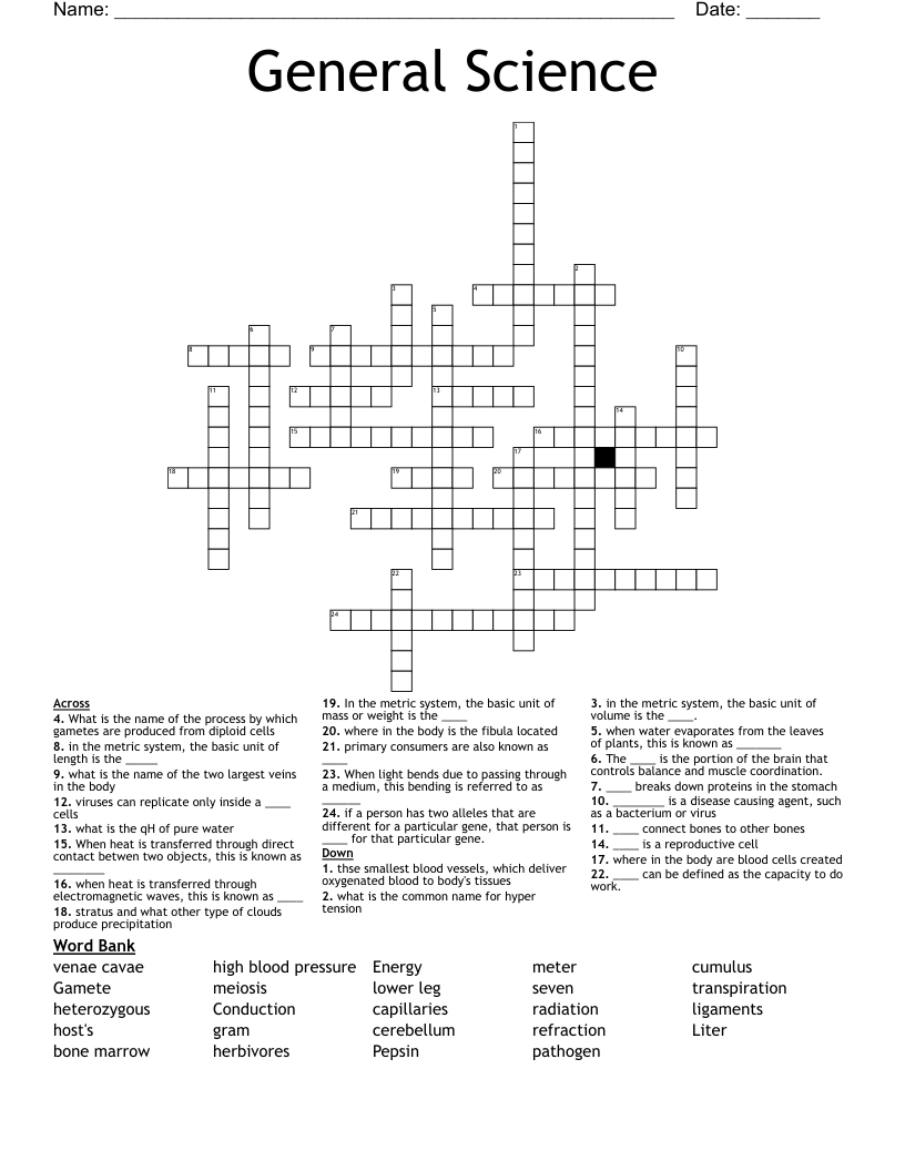 General Science Crossword
