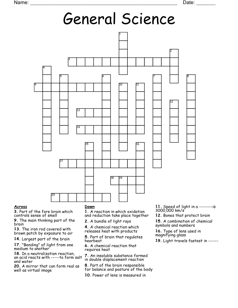 General Science  Crossword