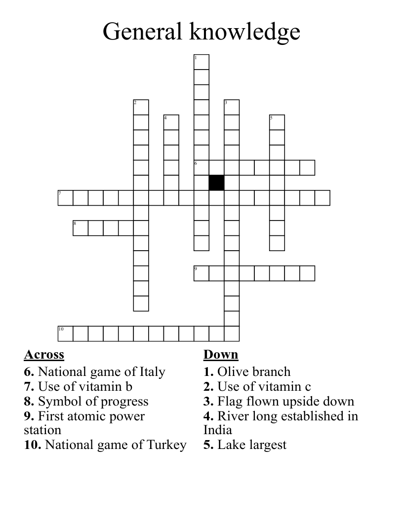 General knowledge Crossword