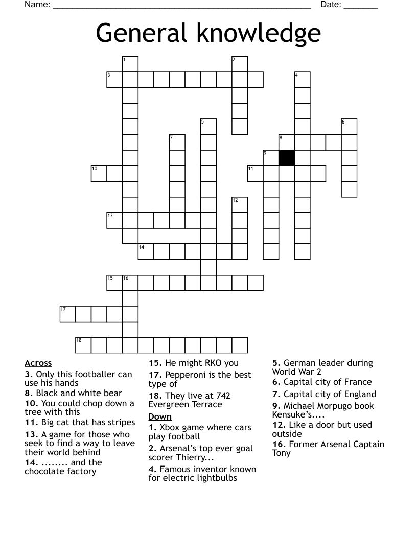 General knowledge  Crossword