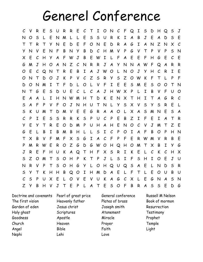 Generel Conference Word Search