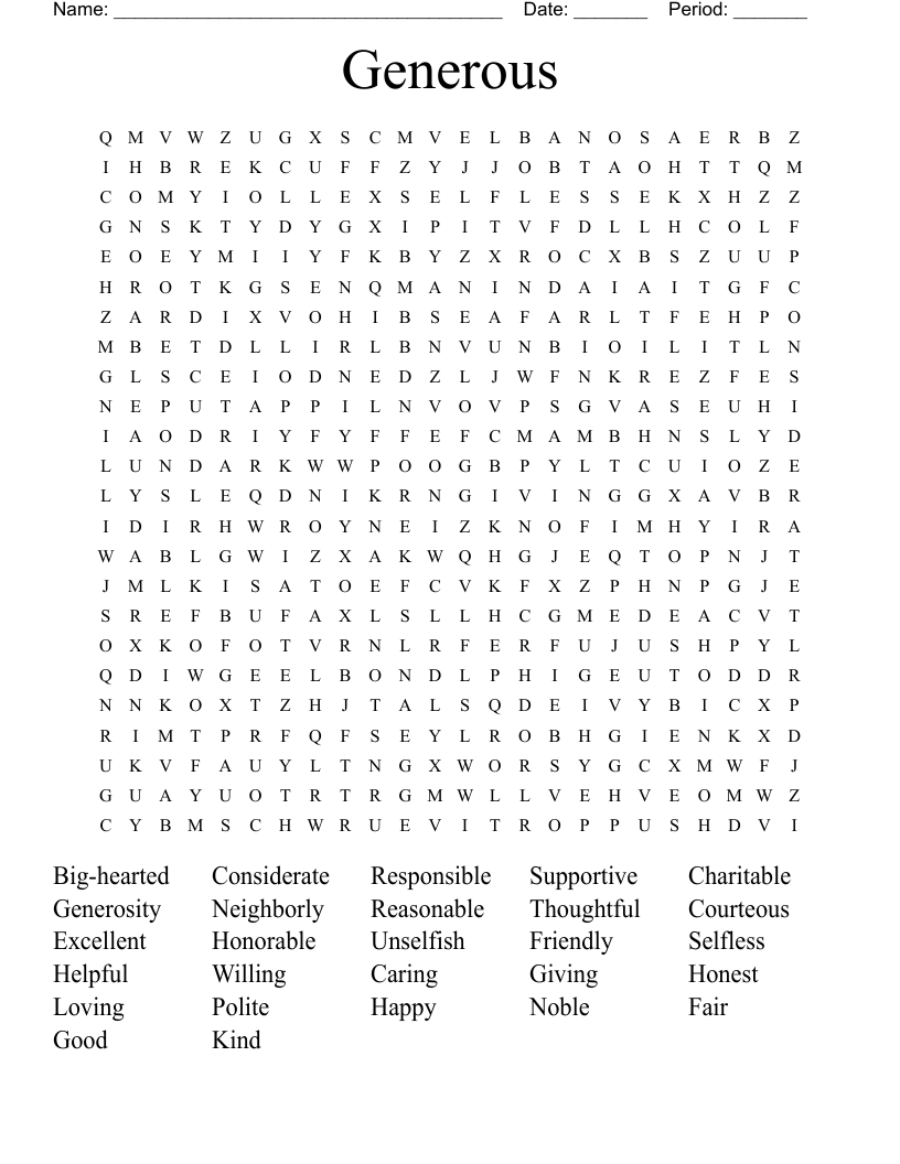 Generous Word Search