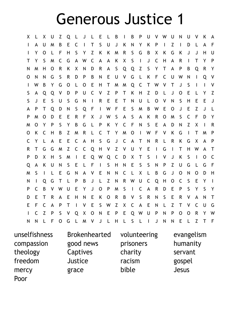 Generous Justice 1 Word Search
