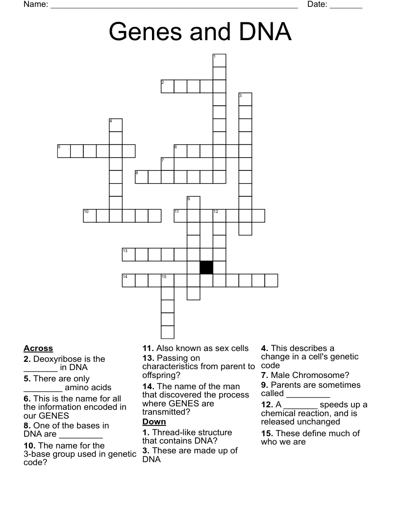 Genes and DNA Crossword